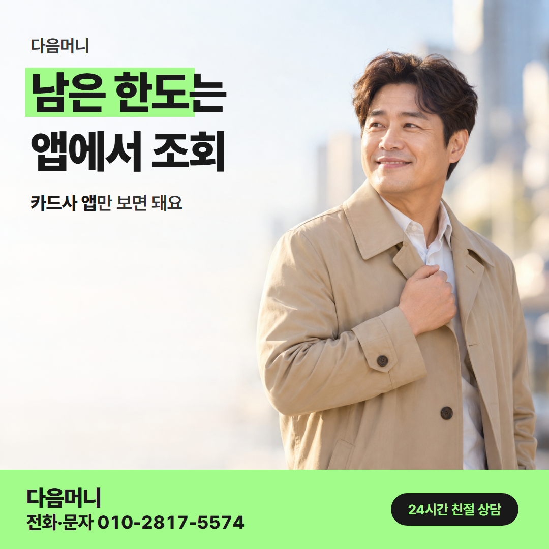 다음머니 카드깡한도 이용 가능 금액